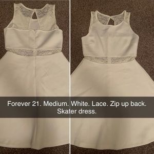 Forever 21 white lace cut out skater dress new